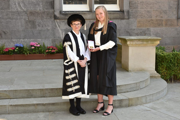 Professor Mapstone with Simone Korsgaard Jensen, a Principal's Medal winner in June 2023.
